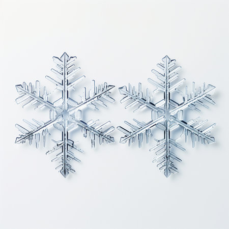 Snowflakes isolated on white background. 3D illustration. Top view.の素材