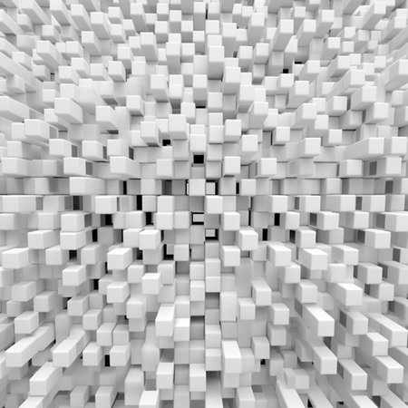 Abstract 3d rendering of chaotic white cubes. Futuristic background.の素材