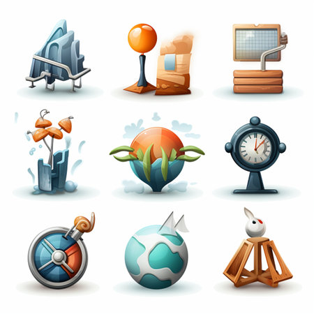 Set of vector cartoon icons on the theme of travel and tourism.の素材