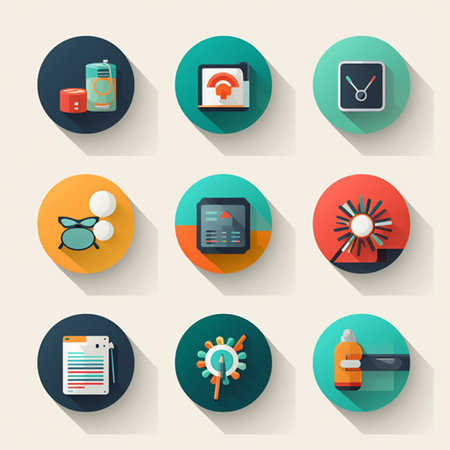 Set of flat design icons for web and mobile applications. Vector illustrationの素材