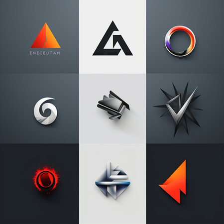Vector set of abstract 3d icons. Corporate identity design elements.の素材