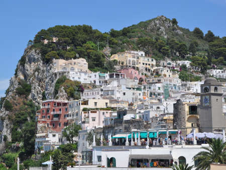 View to the island live, builings in the mountains, Capri island, Italy, July 2012のeditorial素材
