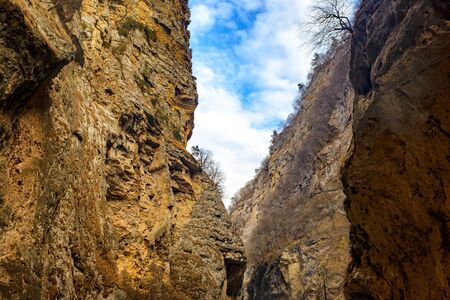 Big waterfall in Upper Chegem, Kabardino-Balkaria, Chegem gorge, Russiaの写真素材