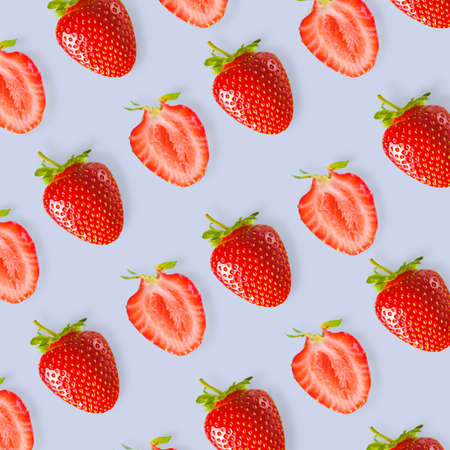 Repeating strawberry pattern on a light backgroundの写真素材