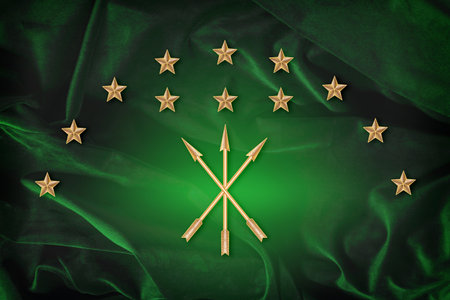 The emblem of the Circassian flag. Circassian Adyghe flag.の写真素材