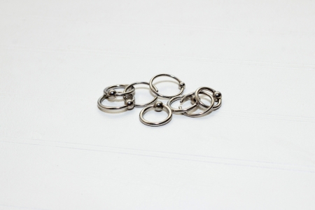 Rings for piercing on a white background