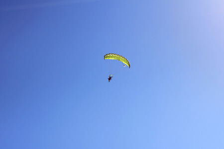 Tandem parachutists parascending in Moldova
