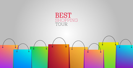 Best Shopping tour background with shopping bagsのイラスト素材