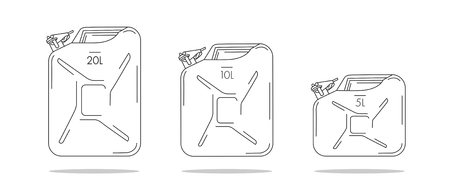 Oil Canisters illustrations, linear graphic with litre capacityのイラスト素材