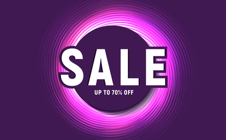 Sale poster with neon twist glowing on dark backgroundのイラスト素材