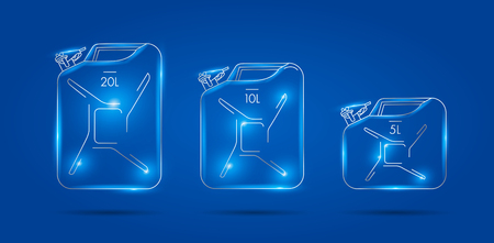 Canister linear illustrations, set of three different icons, premium segment, glowing linesのイラスト素材