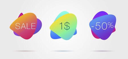 Set of abstract fluid shapes to use like tags in advertising campaignsのイラスト素材