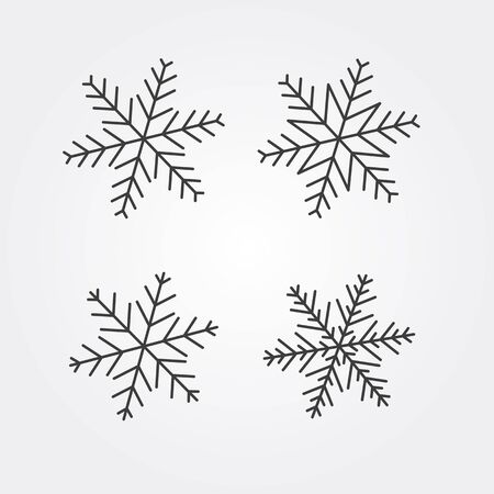 Winter snowflakes icon set, various shapes linear iconsのイラスト素材
