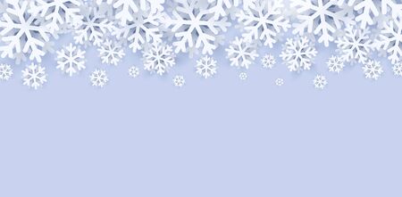 Falling Snow Effect with Realistic Vector Snowflakes on Light Background. Christmas Holiday Winter...