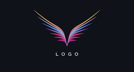 Abstract  design element, colour lines forming wings of a bird symbol iconのイラスト素材