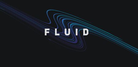 Abstract background with fluid blue lines forming curved wave in 3d space with text