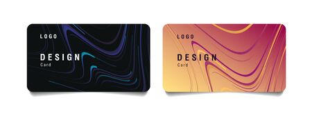 Set of discount or bank cards with fluid premium texture in two colors, dark and loght pink gold, business layout elementのイラスト素材