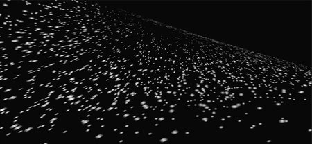 Abstract white dust suface made of particle lights in dark cyber space, black and white monochrome...