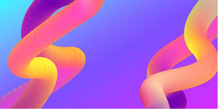 Abstract composition with3d worm shaped stripes, gradient background abstract illustration
