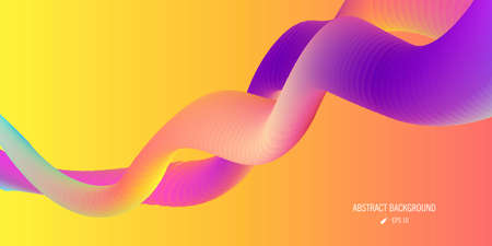 Abstract composition with 3d gradient volume waves, curved stripes in bright space, wallpaper designのイラスト素材