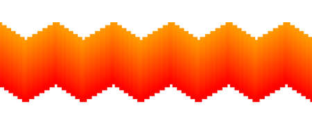 Isolated geometric graphic element of zig zag orange stripe made of small rhombus as pixelsのイラスト素材