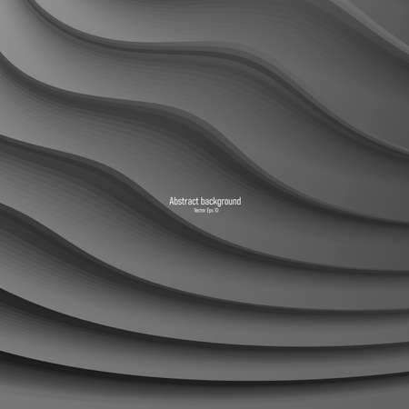 Dark black wavy bckground of 3d volume curves creating textured backdrop, banner or poster coverのイラスト素材