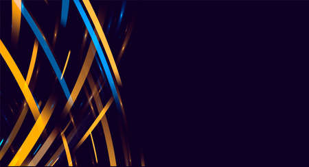 Blue and yellow flares of light forming abstract texture of striped rays in random movement with place for textのイラスト素材