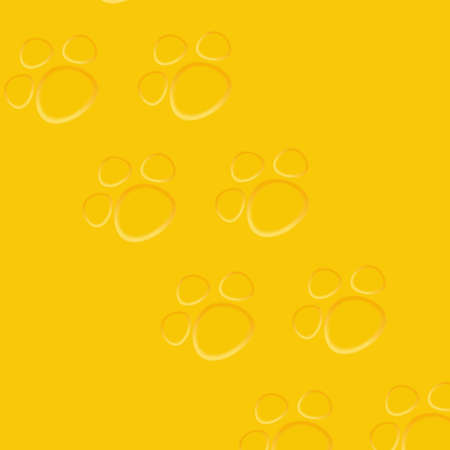Paw footprint yellow monochrome background with trace of stepsのイラスト素材