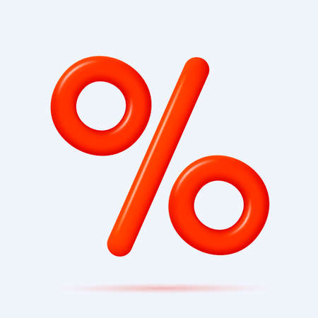 red 3d rounded percent symbol, thin soft red line creating shapeのイラスト素材