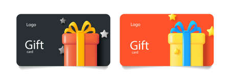 Loyalty program, customer gift reward bonus card with illustration of 3d render style, clean modern templateのイラスト素材