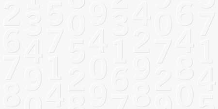 White mono chrome pattern with volume 3d numbers on it, play of light and shadow, letters forming texture, wallpaper background coverのイラスト素材