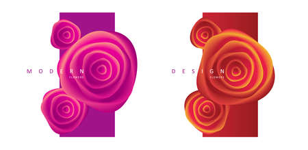 Set of flyer templates with abstract flower rose shapes out of frameのイラスト素材