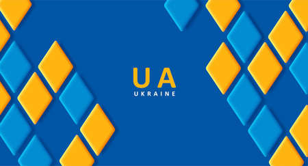National patriotic background for Ukraine with 3d big embroidery pattern of rhombus in yellow and blue colorsの写真素材