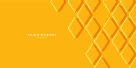 Geometric yellow background with rhombus tiles, mono chrome volume shapes. vector illustration
