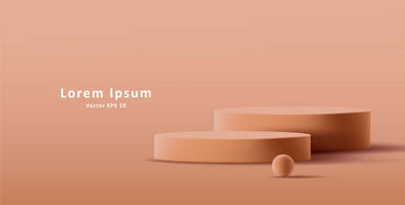realistic blank product podium scene, brown pastel colors. vector illustrationのイラスト素材