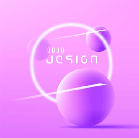 Neon circle and sphere dynamic abstract composition. vector illustrationのイラスト素材