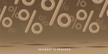 Pattern background with 3d signs of percent symbol falling