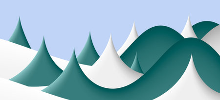 abstract winter season wavy background, 3d layers landscapeの写真素材
