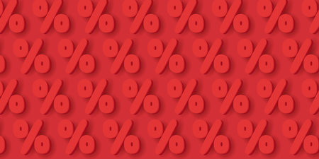Business background with rounded percent symbols red volume texture, 3d modern style backdropのイラスト素材