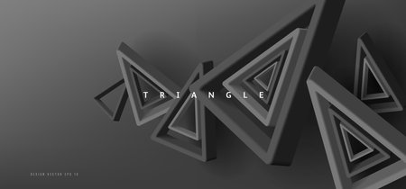 Abstract balck Triangle Background. 3D abstract geometric composition modern render style