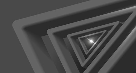 Abstract Triangle Background. 3D empty composed in each other Triangles. Modern Wallpaper black with light insideのイラスト素材