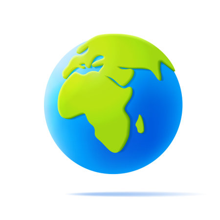 Cartoon planet Earth 3d vector icon on white background. Earth day or environment conservation conceptのイラスト素材