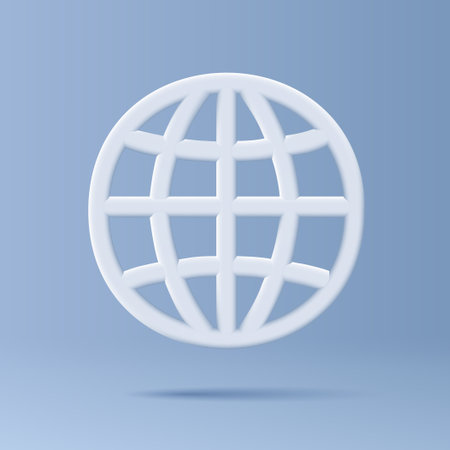 Web network icon, 3d volum white linear shape with shadowのイラスト素材