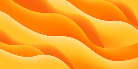 Orange and yellow waves background, fluid 3d curves creating abstract textureのイラスト素材