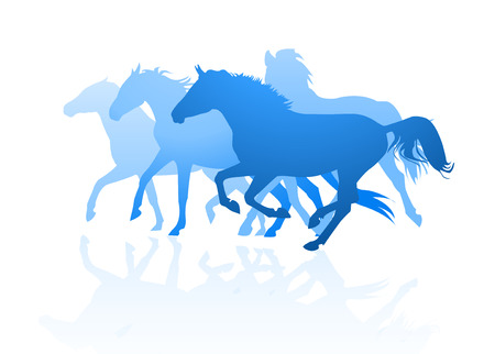 horses silhouettesのイラスト素材