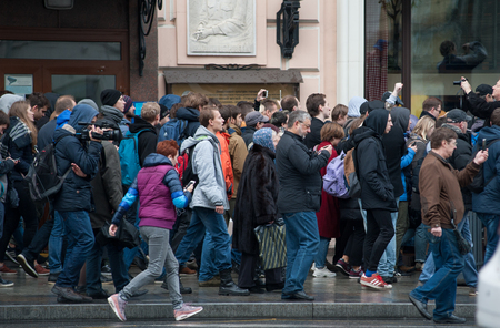 2017 - OCTOBER 7, Russia Moscow: people on peacful rally came to protest for free elections in Russiaのeditorial素材