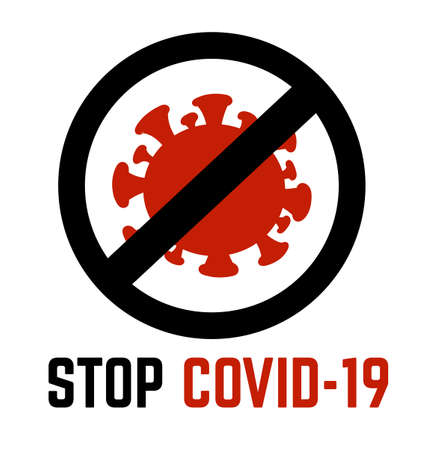 Stop Covid-19 sign. Vector illustration in red and black colorsのイラスト素材