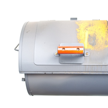 Gray Metal Grill Isolated on Whiteの写真素材