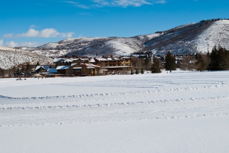 Winter Landscape with Mountains in the Distanceの写真素材