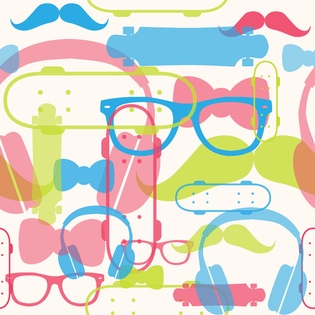 seamless pattern with hipster things in vectorのイラスト素材